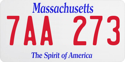 MA license plate 7AA273