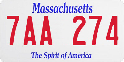 MA license plate 7AA274