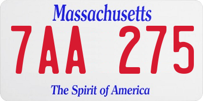MA license plate 7AA275