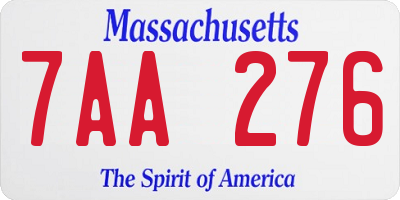 MA license plate 7AA276