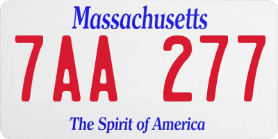 MA license plate 7AA277