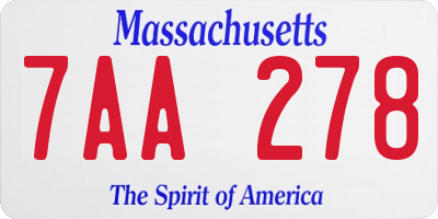 MA license plate 7AA278