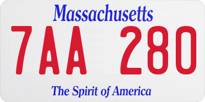 MA license plate 7AA280