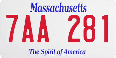 MA license plate 7AA281