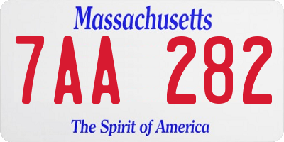 MA license plate 7AA282