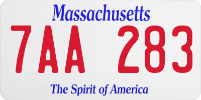 MA license plate 7AA283
