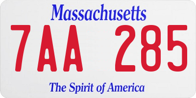MA license plate 7AA285
