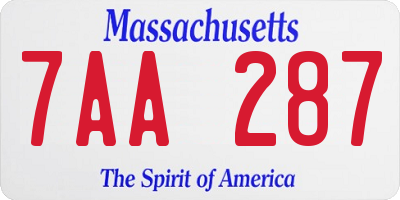 MA license plate 7AA287