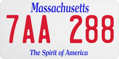 MA license plate 7AA288