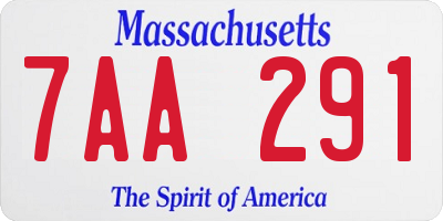 MA license plate 7AA291