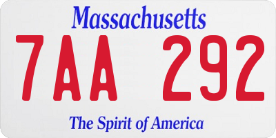 MA license plate 7AA292