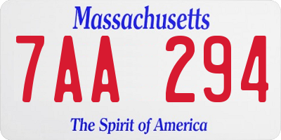 MA license plate 7AA294