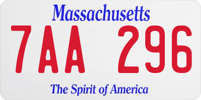 MA license plate 7AA296