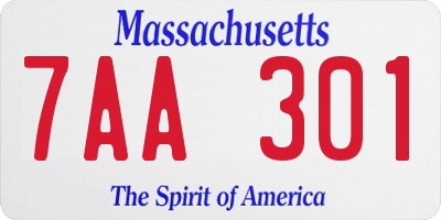 MA license plate 7AA301