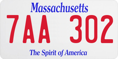 MA license plate 7AA302