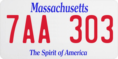 MA license plate 7AA303