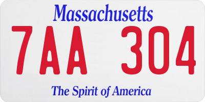 MA license plate 7AA304