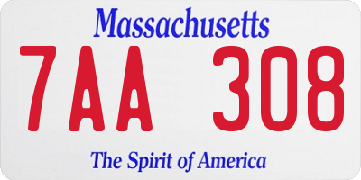 MA license plate 7AA308