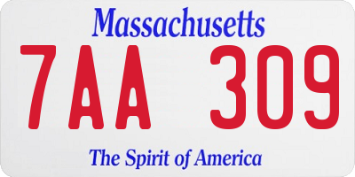MA license plate 7AA309