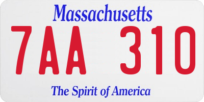 MA license plate 7AA310