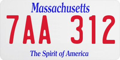 MA license plate 7AA312