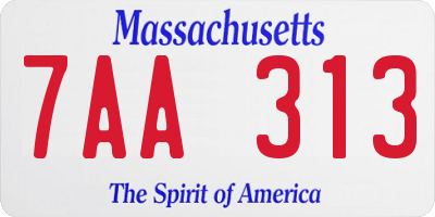 MA license plate 7AA313