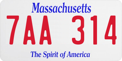 MA license plate 7AA314