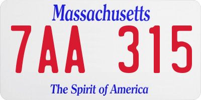 MA license plate 7AA315