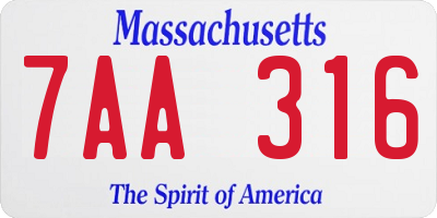 MA license plate 7AA316