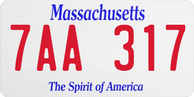 MA license plate 7AA317