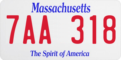 MA license plate 7AA318