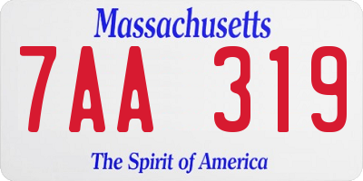MA license plate 7AA319