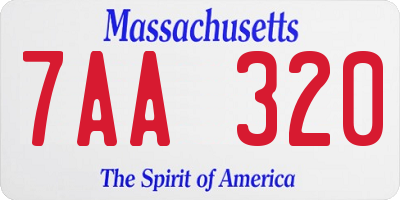 MA license plate 7AA320