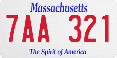 MA license plate 7AA321