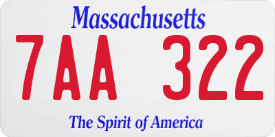 MA license plate 7AA322