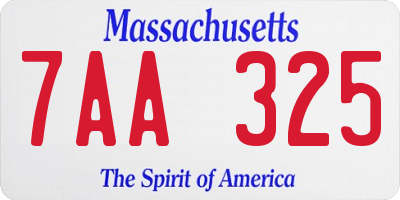 MA license plate 7AA325