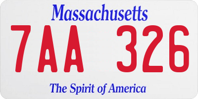 MA license plate 7AA326
