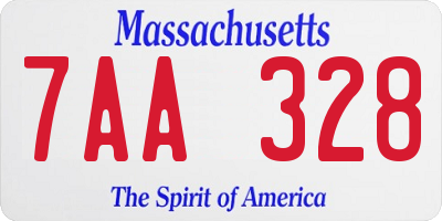 MA license plate 7AA328