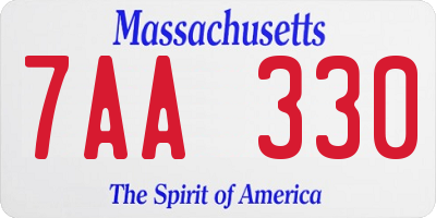 MA license plate 7AA330