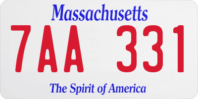 MA license plate 7AA331