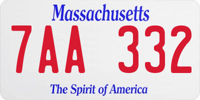 MA license plate 7AA332