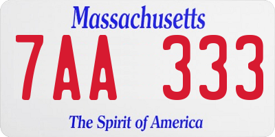 MA license plate 7AA333