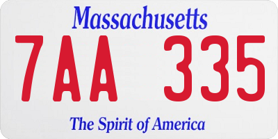 MA license plate 7AA335
