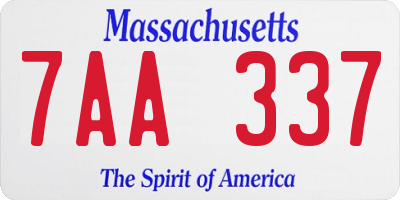 MA license plate 7AA337