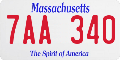 MA license plate 7AA340