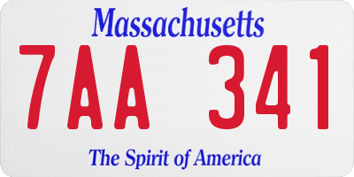 MA license plate 7AA341