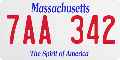 MA license plate 7AA342