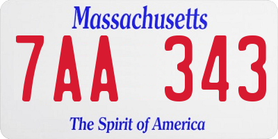 MA license plate 7AA343