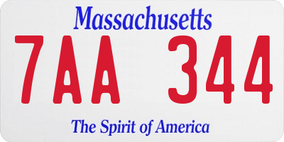 MA license plate 7AA344