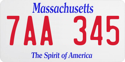 MA license plate 7AA345